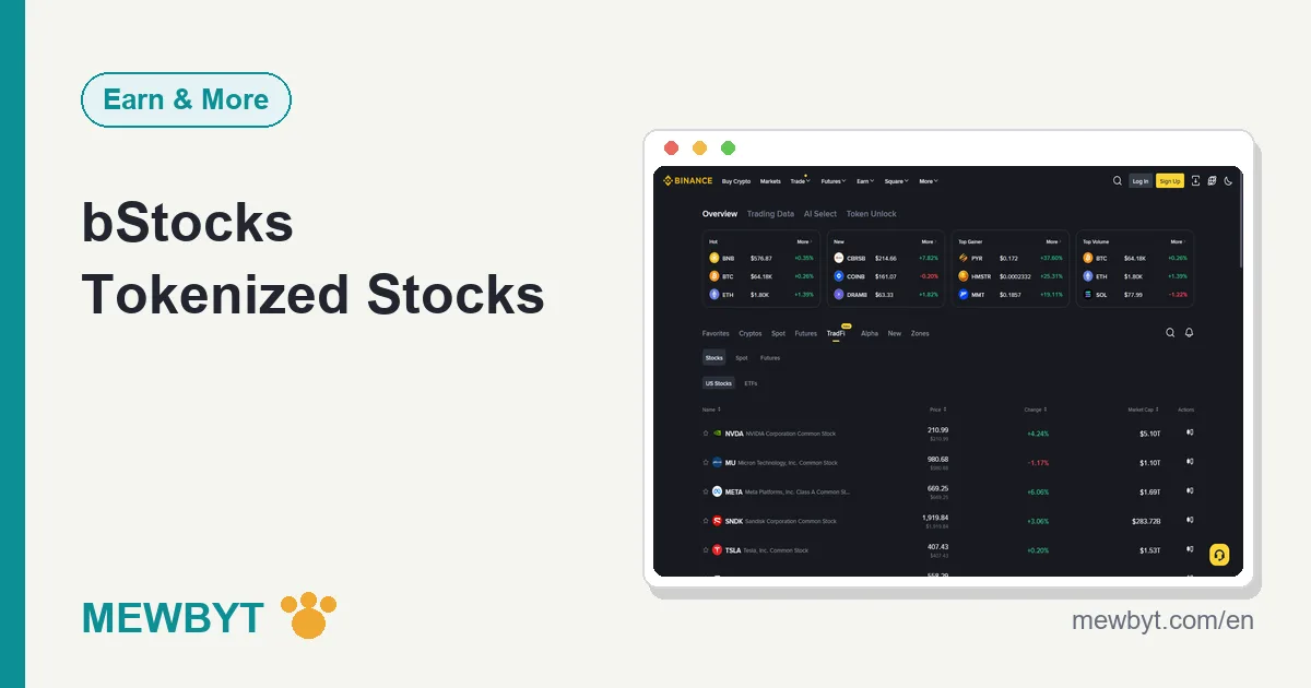 Cover image for the Binance bStocks tokenized stocks guide