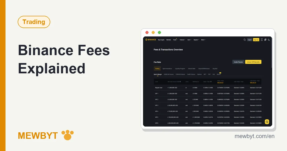 Cover image for the Binance fees guide